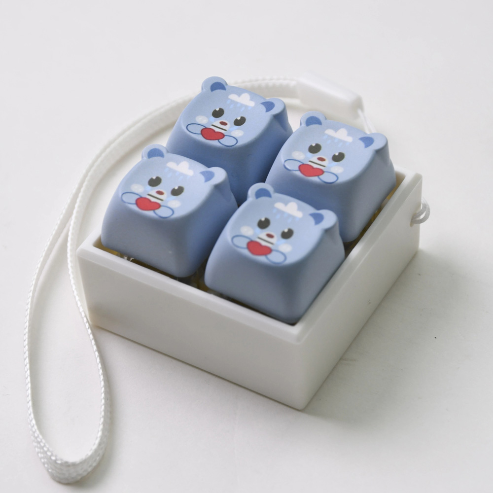 4‑Key Fidget Keyboard Keychain, Cute Stress Relief Clicker Toy